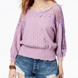 Free People Love Lace Sweater Lilac Purple XS N2